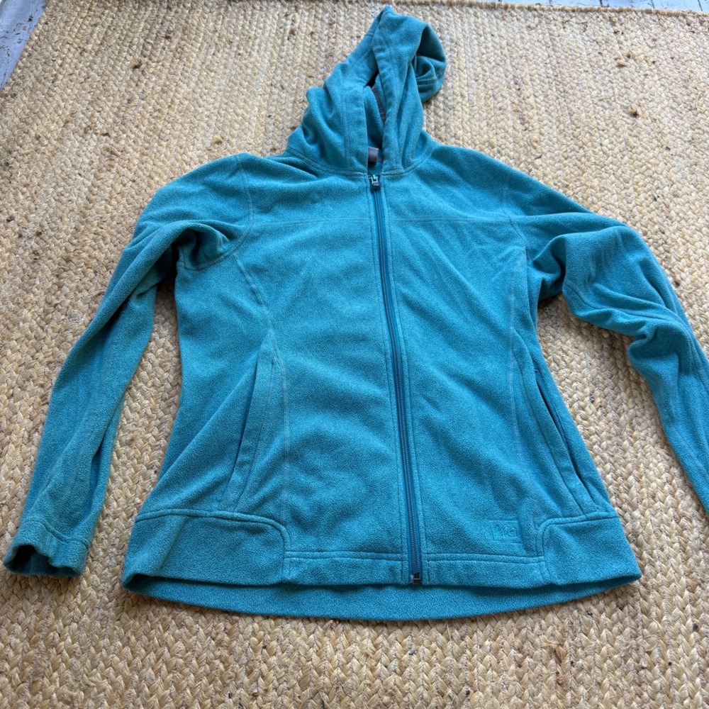 REI Women Teal Blue Full Zip Fleece Hoodie Jacket Size M RN37249 Gorpore Outdoor